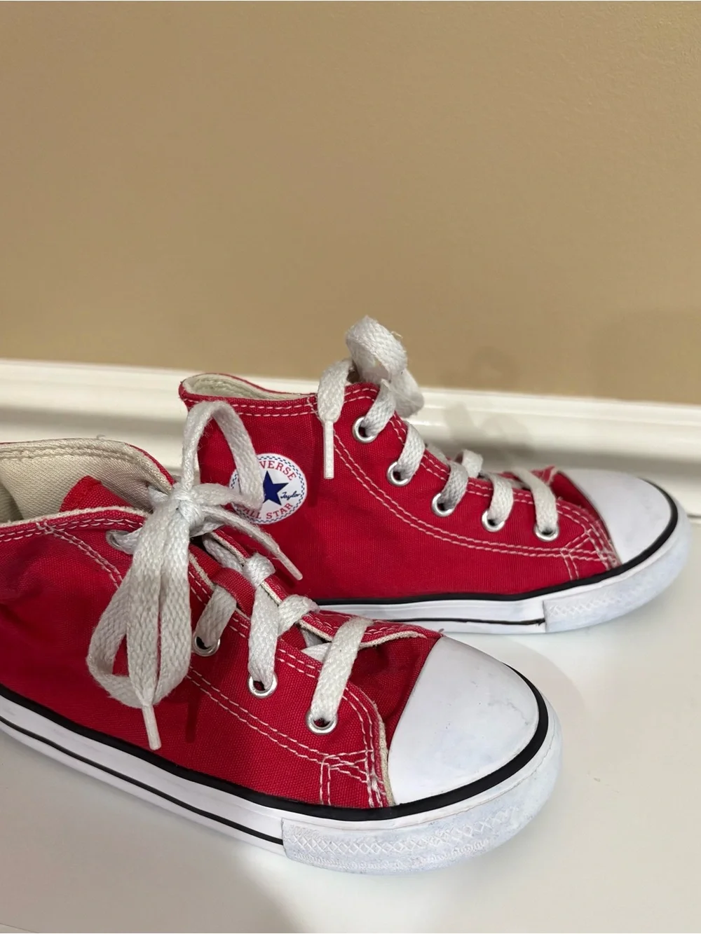 Converse Kids Red Canvas High-Top Sneakers with White Laces